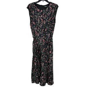 Lauren Ralph Lauren  Ditsy Floral Maxi Dress Women's Sz 16 XL Black Grunge Fairy
